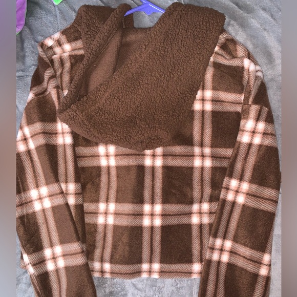 Hippie rose brown Cropped Shacket - Picture 3 of 4